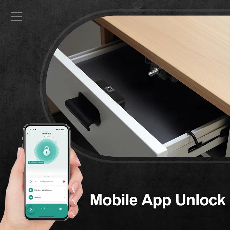 Smart Lock Bluetooth Tuya-Compatible Keyless IC Card Unlock App Remote Control for Wood Cabinet Door Drawer Furniture Lock