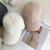 Plush Baseball Caps Solid Color Visor Hat New Warm Cap  Women