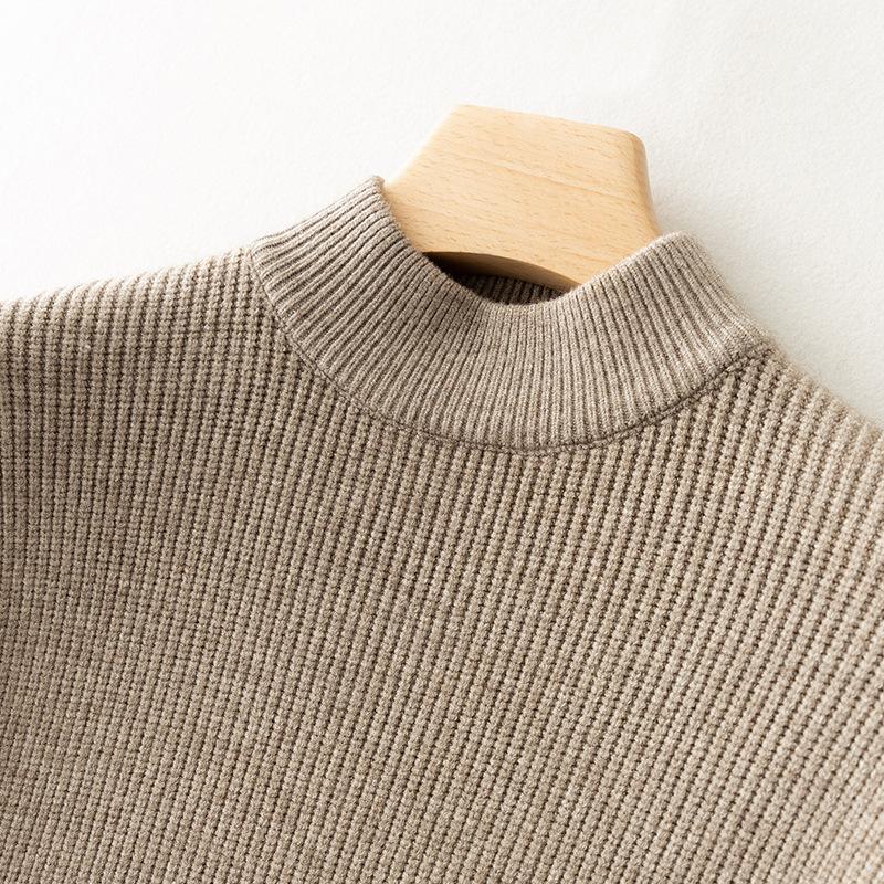 Semi-tall Collar Men's Sweater Thickened Warm Slim Bottoming Knit Sweater Long-sleeved Inner Sweater Autumn and Winter Business