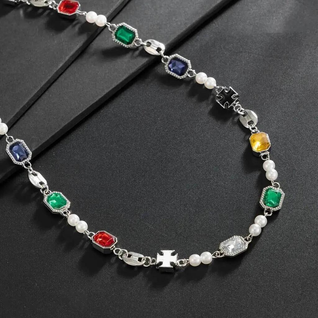 IngeSight.Z New HipHop Luxury Imitation Pearl Keychain Belt Chain Men Creative Punk Trouser Jeans Pants Chain Jewelry Accessory