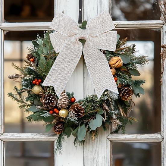 Jutová mašle Rustikální jutové stuhy Mašle Předvázané mašle na věnec Ozdoba na špičku vánočního stromku Ozdoba na narozeninovou svatbu Sváteční párty dekorace