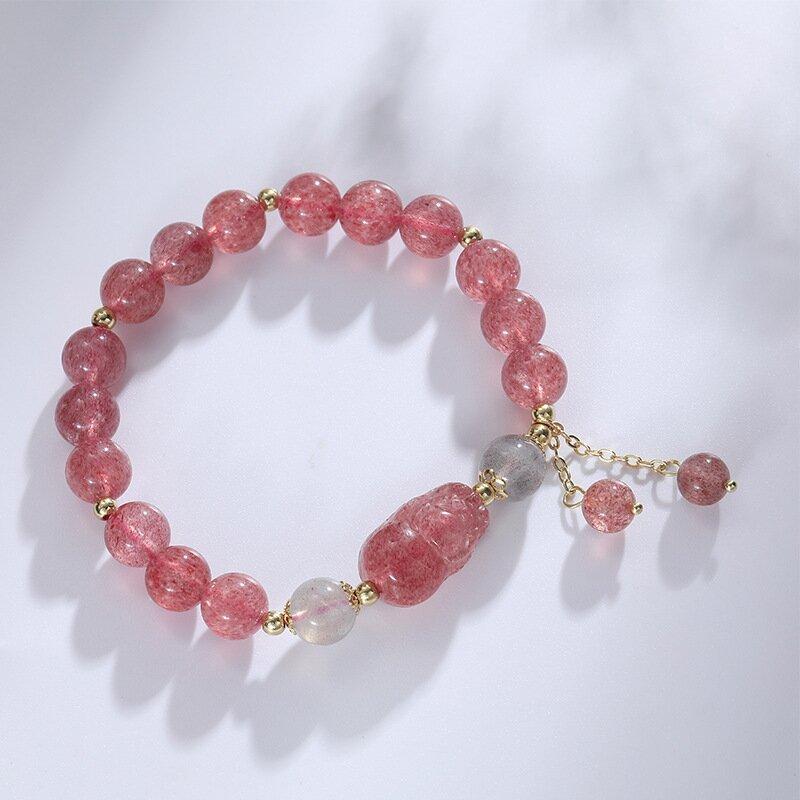 Crystal Pixiu Strawberry Crystal Tassel Bracelet Fashionable Commuting Gift Bracelet for Best Friend or Girlfriend's Birthday