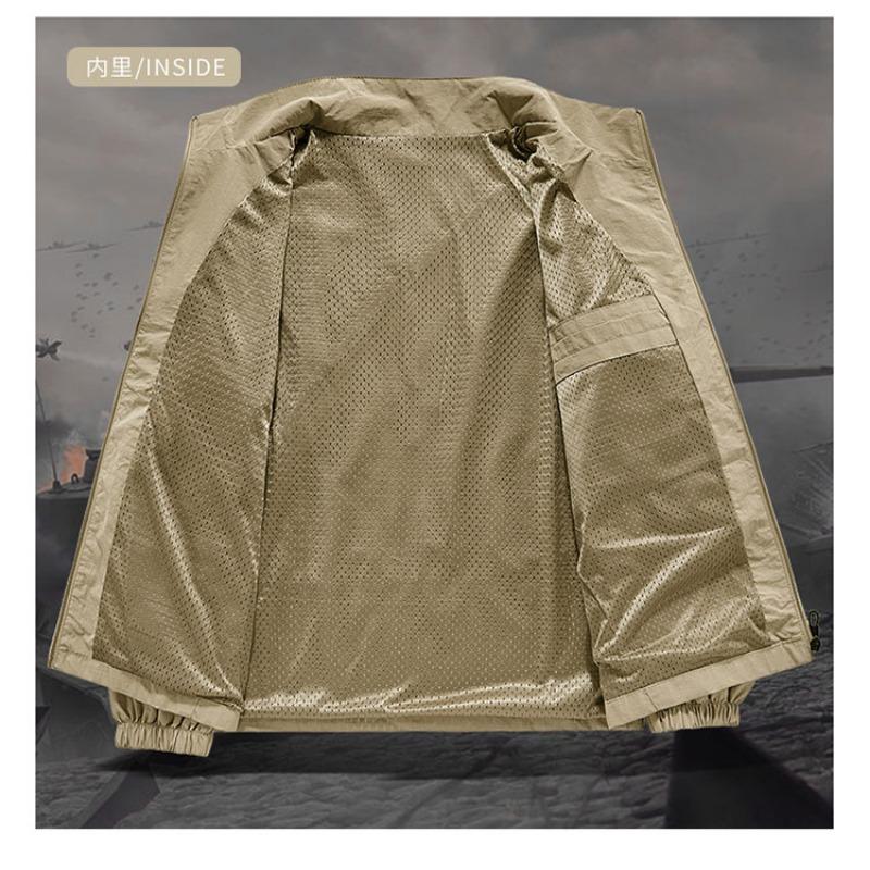 Spring Autumn Polo-neck Solid Loose Casual Zipper Coat Male Long Sleeve Simple All-match Cardigan Jacket Top Men