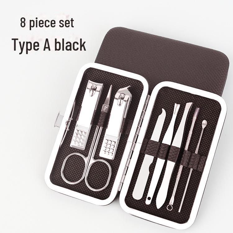 8-Piece Sharp Nail Clipper and Pedicure Manicure Set In Leather Box - Perfect Gift Beauty Tool