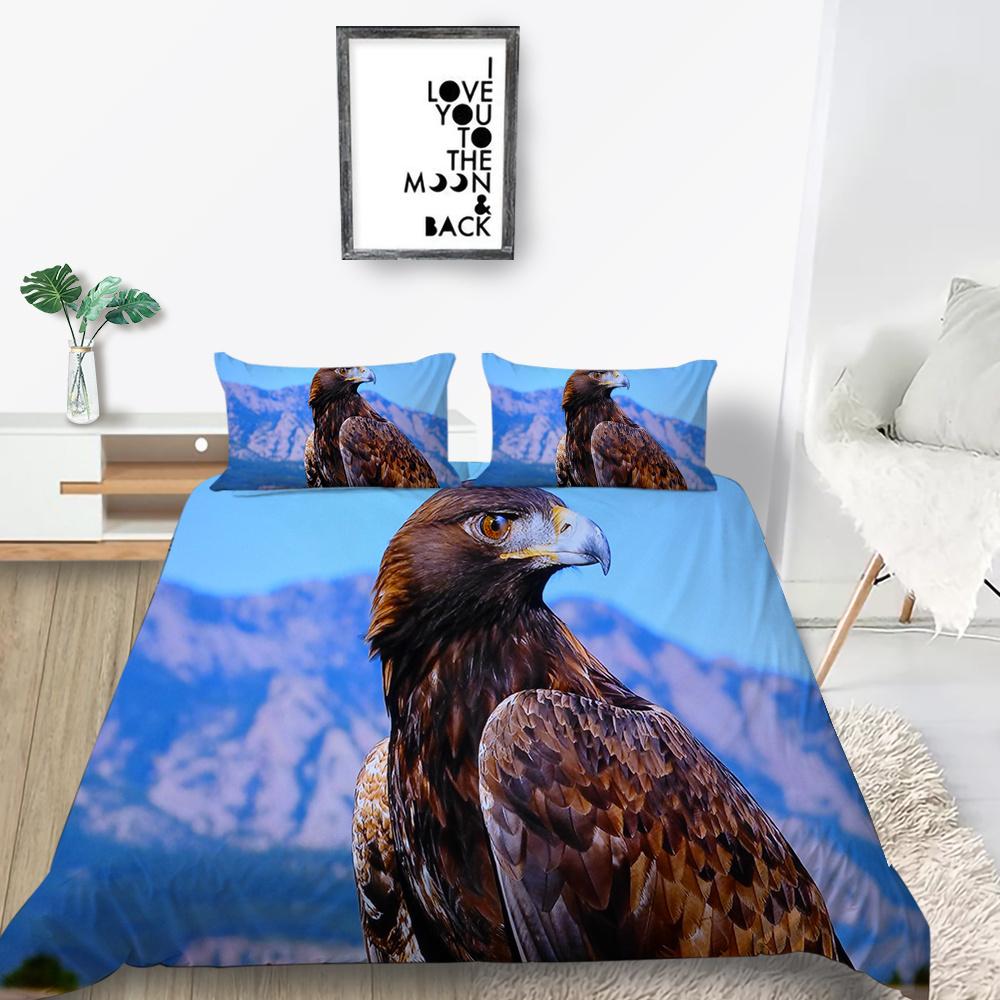 Home Bedclothes Decor Bed Quilt Cover Set Modern Bedspread 3D Birds Design Printing Microfiber Bedding Suit