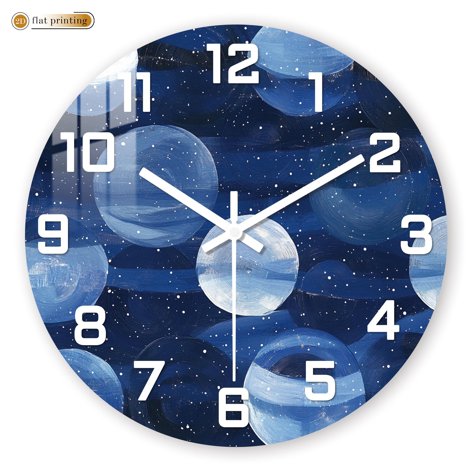 

Starry Night Sky Design Wall Clock, Deep Blue Cosmic Home Office Decor, Silent Quartz Movement Decorative Timepiece 10 inch