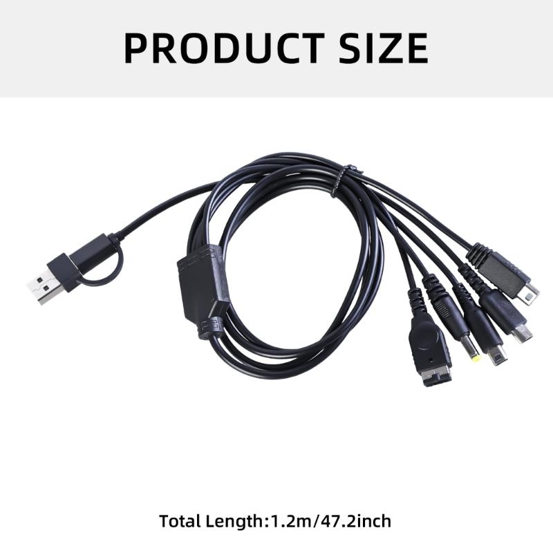 Universal 5 in 2 Type C USB Charging Cable Adapter Power Cord Charging Cable Replacement For Gaming Game Devices
