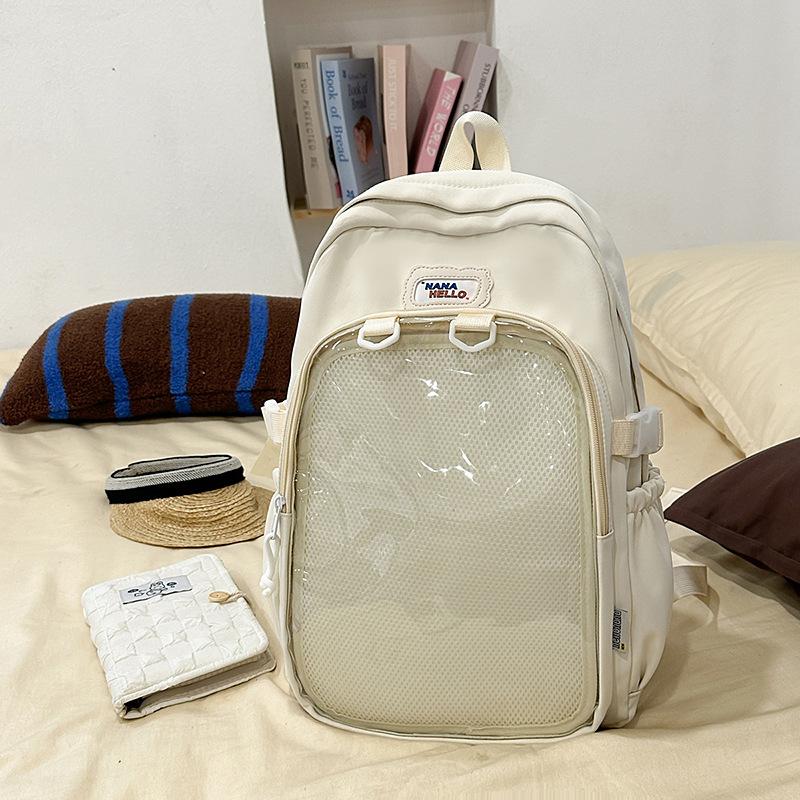 Japanese ins solid color junior high school student schoolbag female high school student transparent pain bag backpack Korean version trendy backpack
