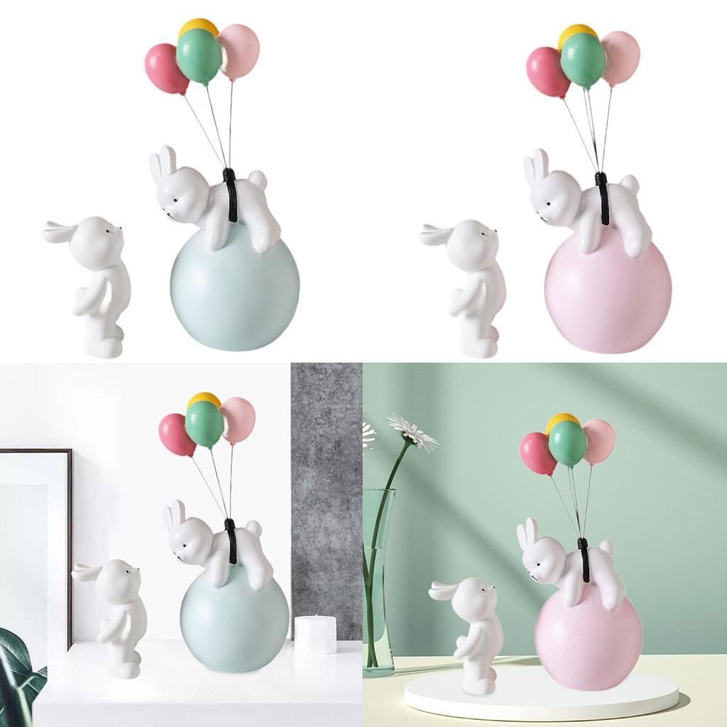 Balloon Bunny Figurine, Funny Tabletop Ornaments for Living Room TV Stand Bookshelf Arrangement Desktop