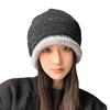 Thickened Knitted Hat for Women In Autumn and Winter Casual Versatile Pile Hat Big Head Circumference Showing Face Small Bag Head Hat