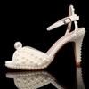 Luxury All Pearls Rhinestones Peep toe Women Sandals Ankle Strap Platform Thin High heels Elegant Bridal Wedding Shoes