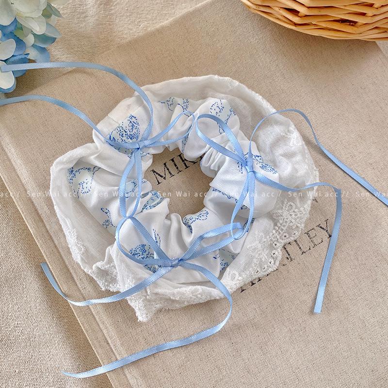 Blue and White Striped Large Intestine Hair Band Women's Hair Durable Headband Small Fresh Personalized Hair Accessories