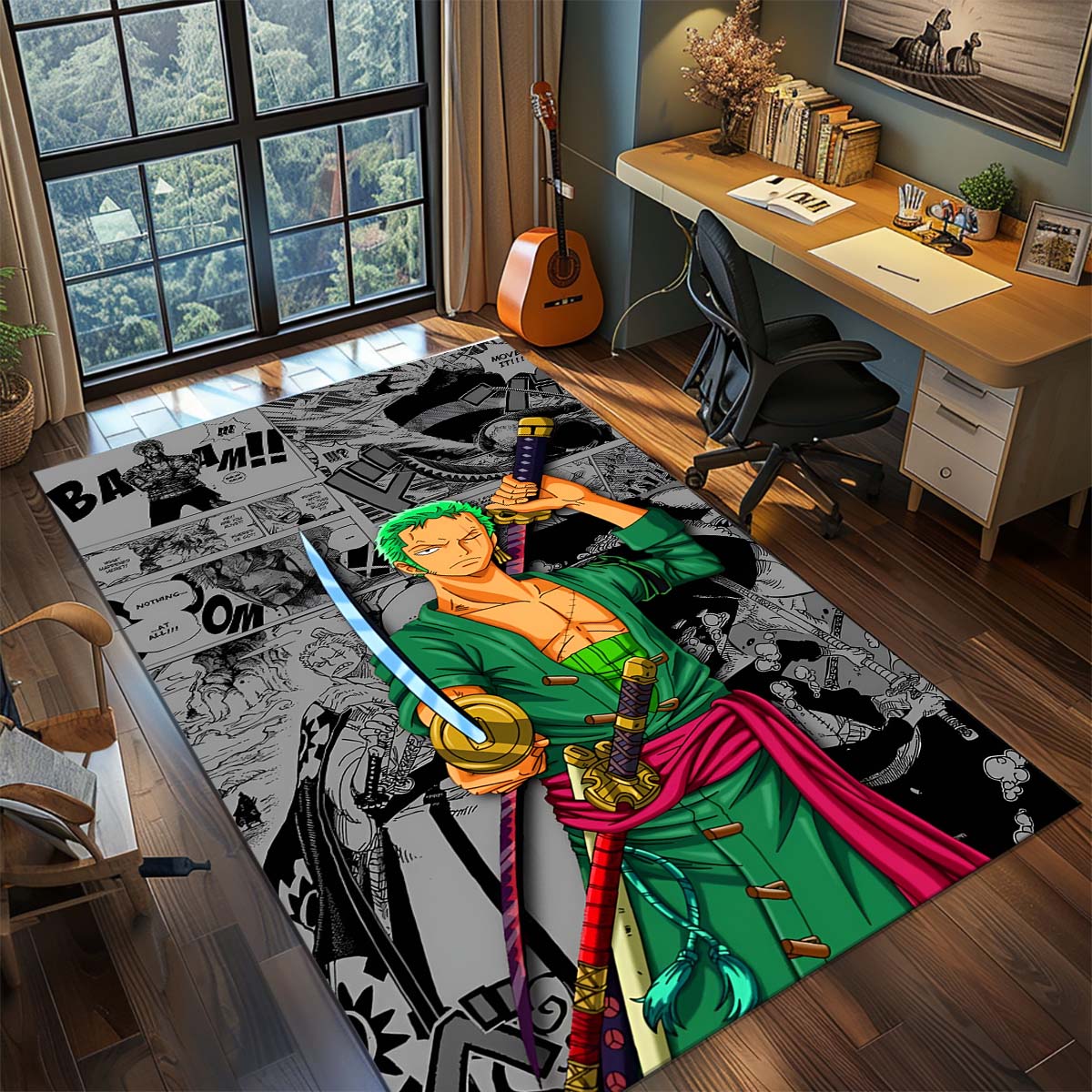 

One Piece Anime Rug Carpet Large Area Rug Non Slip Washable Floor Mat Gamer Room Bedroom Home Decor -QJY 60x90cm