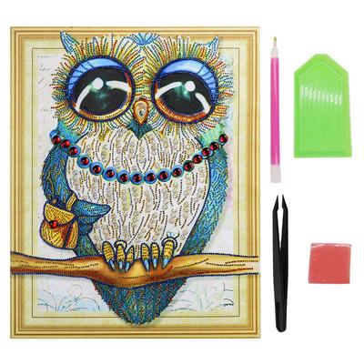 Full 5D DIY Drill Diamond Mosaic Colorful Owl Cross Craft Stitch Kits Handmade