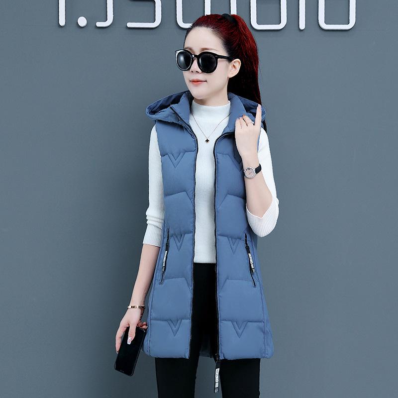 

2024 Новий Осінньо-Зимовий Приталений Жилет Середньої Довжини з Пухової Бавовни зі Знімним Капюшоном для Жінок 2XL