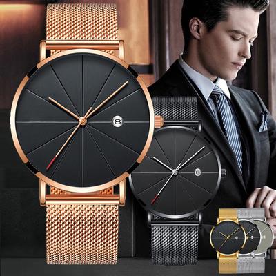 Men's Fashion Ultra-thin Stainless Steel Watch Sports and Leisure Quartz Watch