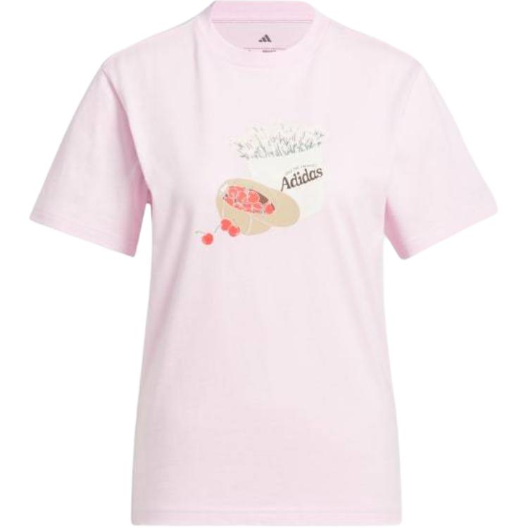 

Adidas Pullover Round Neck Logo Short Sleeve T-Shirt Women T-Shirts Pink JN2542 XXL