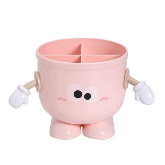 Pen Holder Cartoon Design Macaron Color Desk Organizer Large-capacity Partitioned Desk Caddy Home Office School Decor