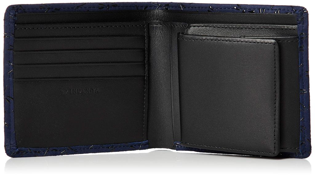 Wallet Bill Compartment S Navy Deerskin X Black Lacquer Dragonfly Pattern [Indenya] Bi-fold Men's 2008-4-008