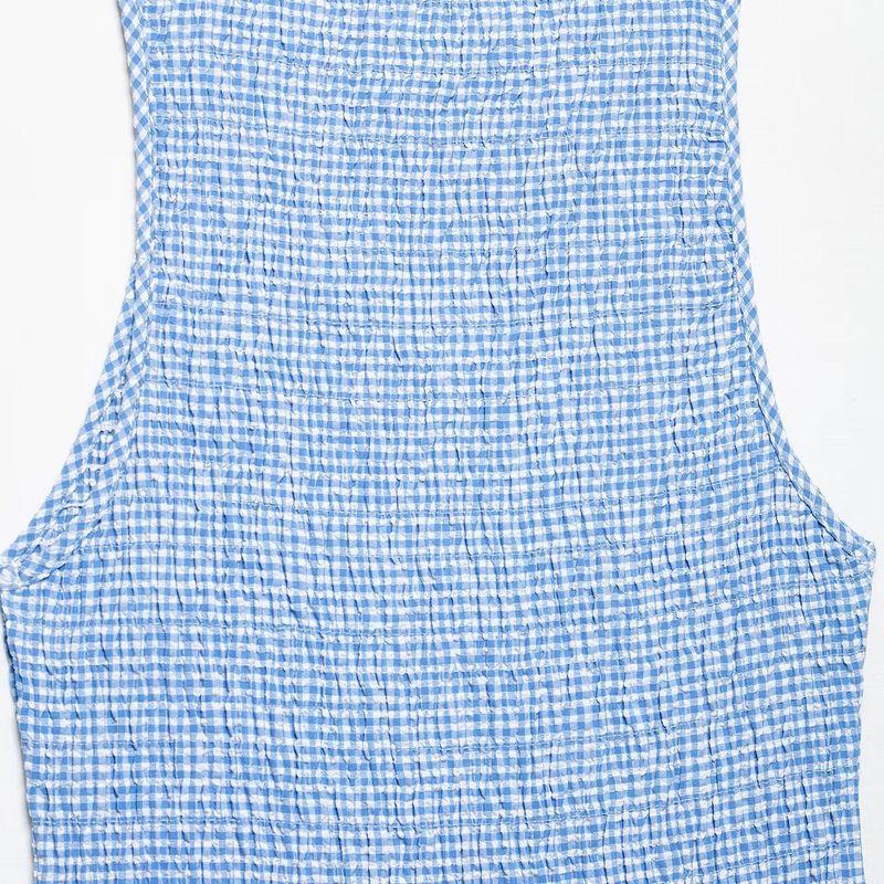 Kaslead New Arrival Women's Clothing Fashion Style Fashion Minimalist Elegant Grid Midi Skirt Dress 3067329