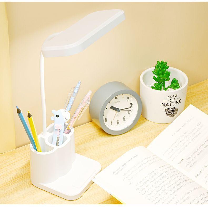 "Multifunctional Desk Lamp with Eye Protection, Touch Dimming, Reading Light, Pen and Phone Holder, and Dormitory Charging"