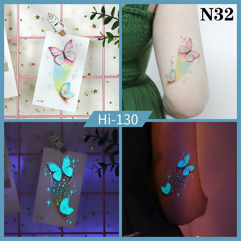 Светящаяся бабочка синяя светящаяся татуировка наклейка кемпинг водонепроницаемая временная татуировка перья одноразовая поддельная татуировка боди-арт