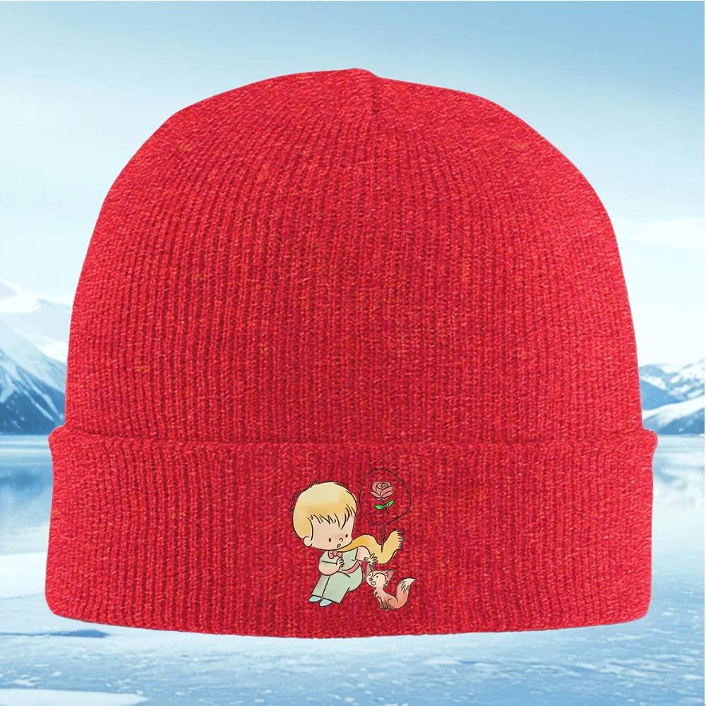 Boy Scarf Fox Rose Thinking Unisex Women Unisex Knitted Hat Beanie Pullover Cap Winter Thermal Warm Christmas Outdoor Cycling Hikin