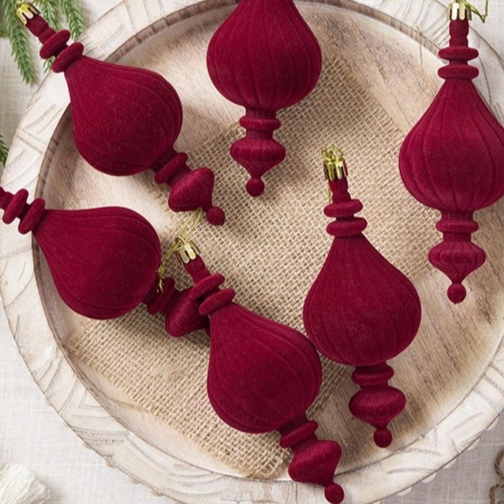 6pcs/Box DIY Crafts Painted Christmas Tree Ornaments Velvet Ball Ornaments Home Tree Decor