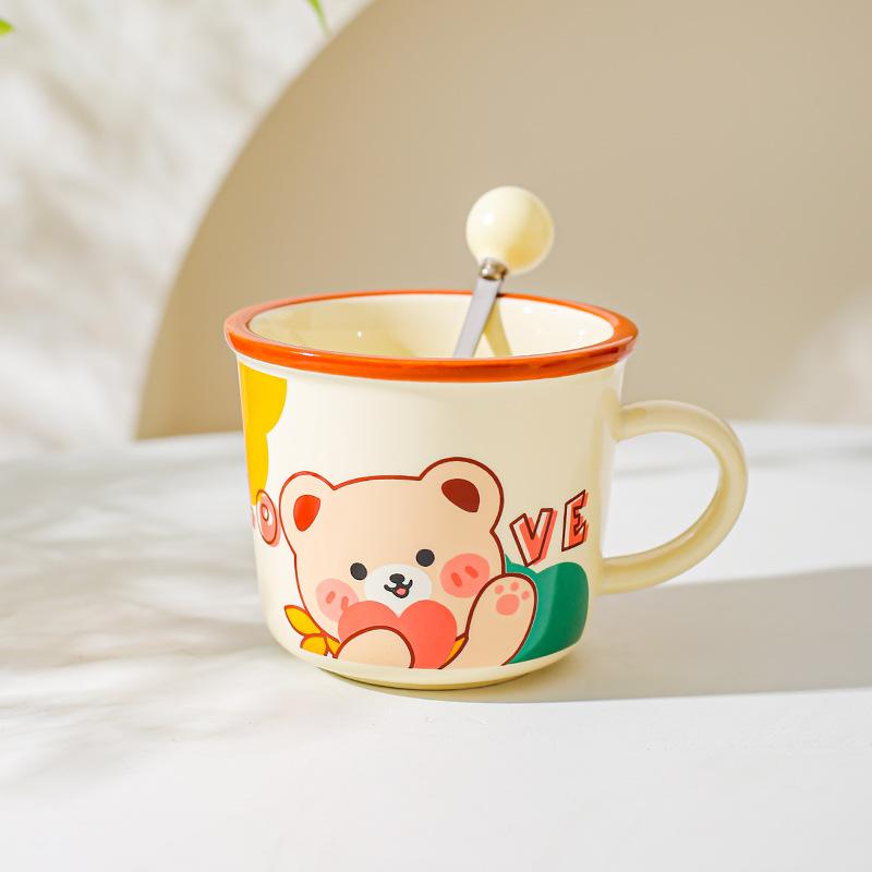 Design Sense Niche Office Water Cup Cute Pet Cartoon Illustration Animal Mug Household Couple Milk Breakfast Cup