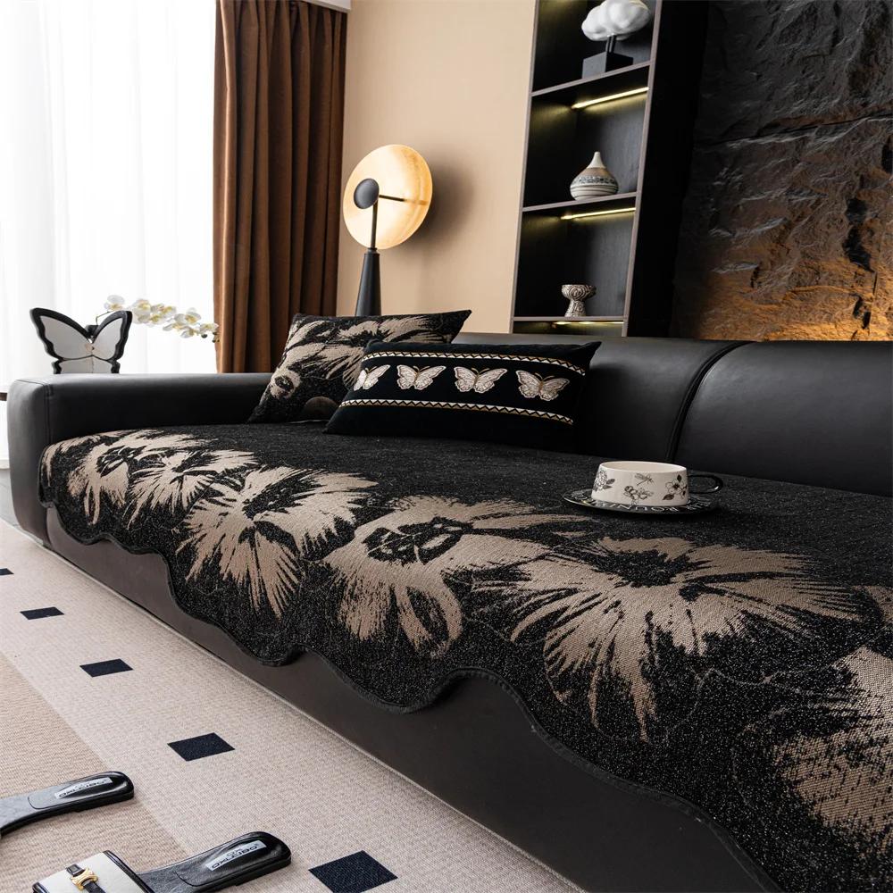 Cream Wind Plush Sofa Cushion Autumn and Winter Thick  New Fixed Non-slip Cushion Straight Row Armrest Cover Cloth Towel