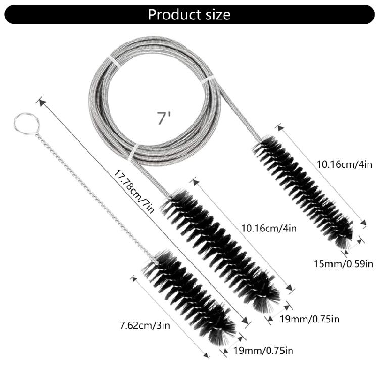 Steel Aquariums Filter Hose Brush Set Flexible Spring Tube Design Double Ended Bent Pipe Brushes for Easy Access Cleaner