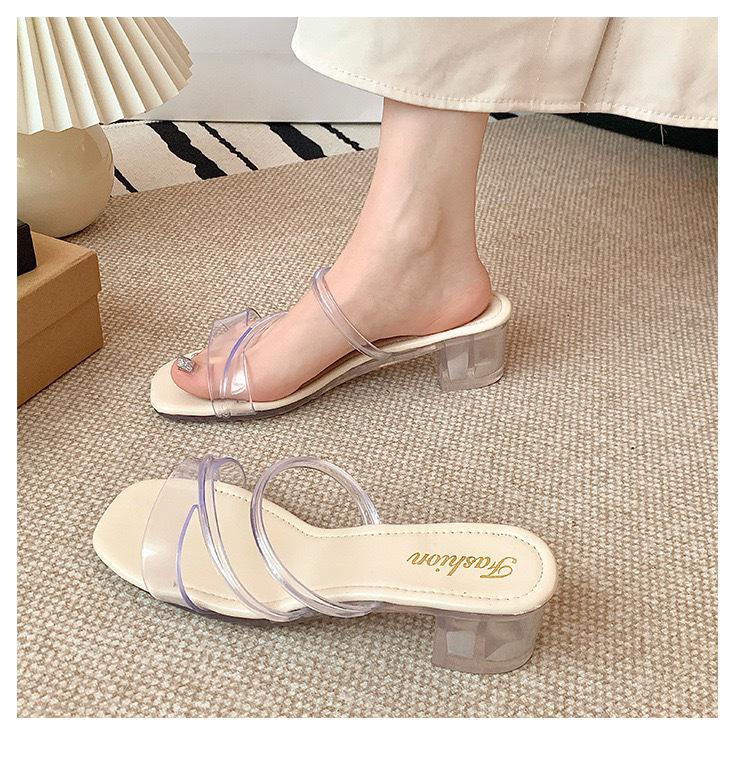 

Женские хрустальные французские туфли-босоножки на прозрачном толстом каблуке - Летняя мода высокого класса 36-37