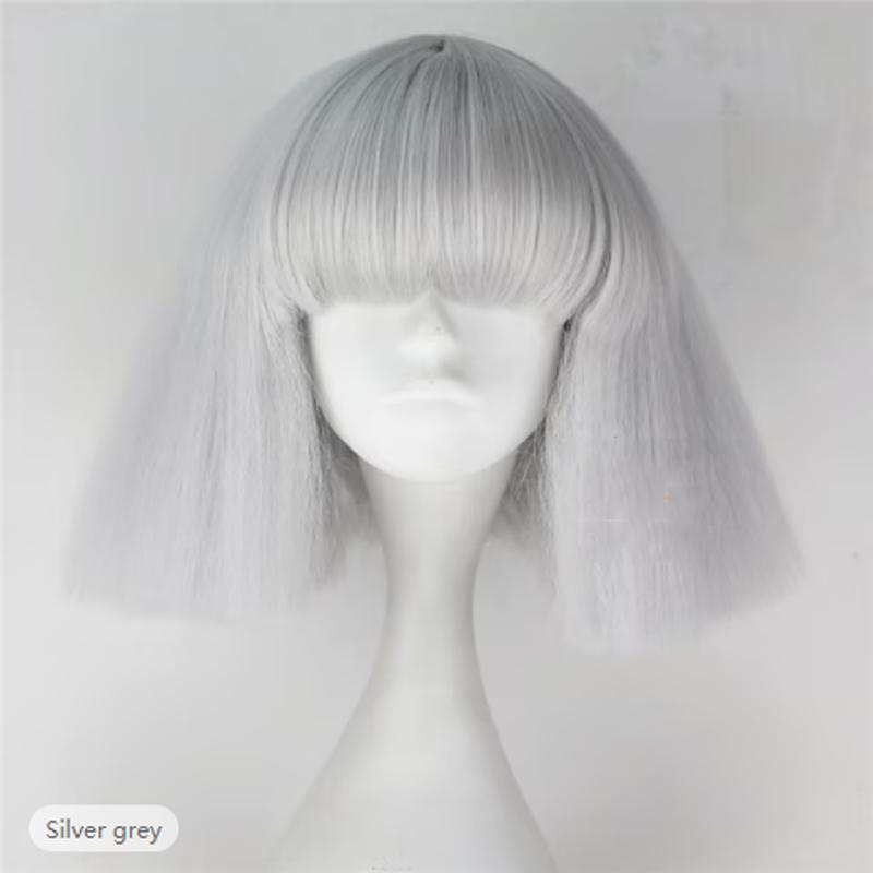 HAIRJOY Парик для косплея Леди Гага Прямой Боб Короткий Темно-коричневый Серебристо-серый Светло-русый Розовый Зеленый Блонд Черный Синтетический парик gray