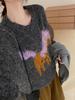 Women's Red Round Neck Pony Hair Sweater with Sequined Inner Layer - 2025 New Year Style Winter Knitwear.