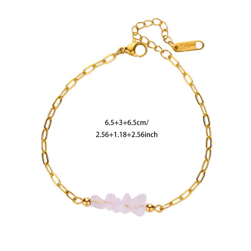 Bohemian Bracelet Women's Niche High-end Imitation Agate Irregular Gravel Summer Stainless Steel Bracelet