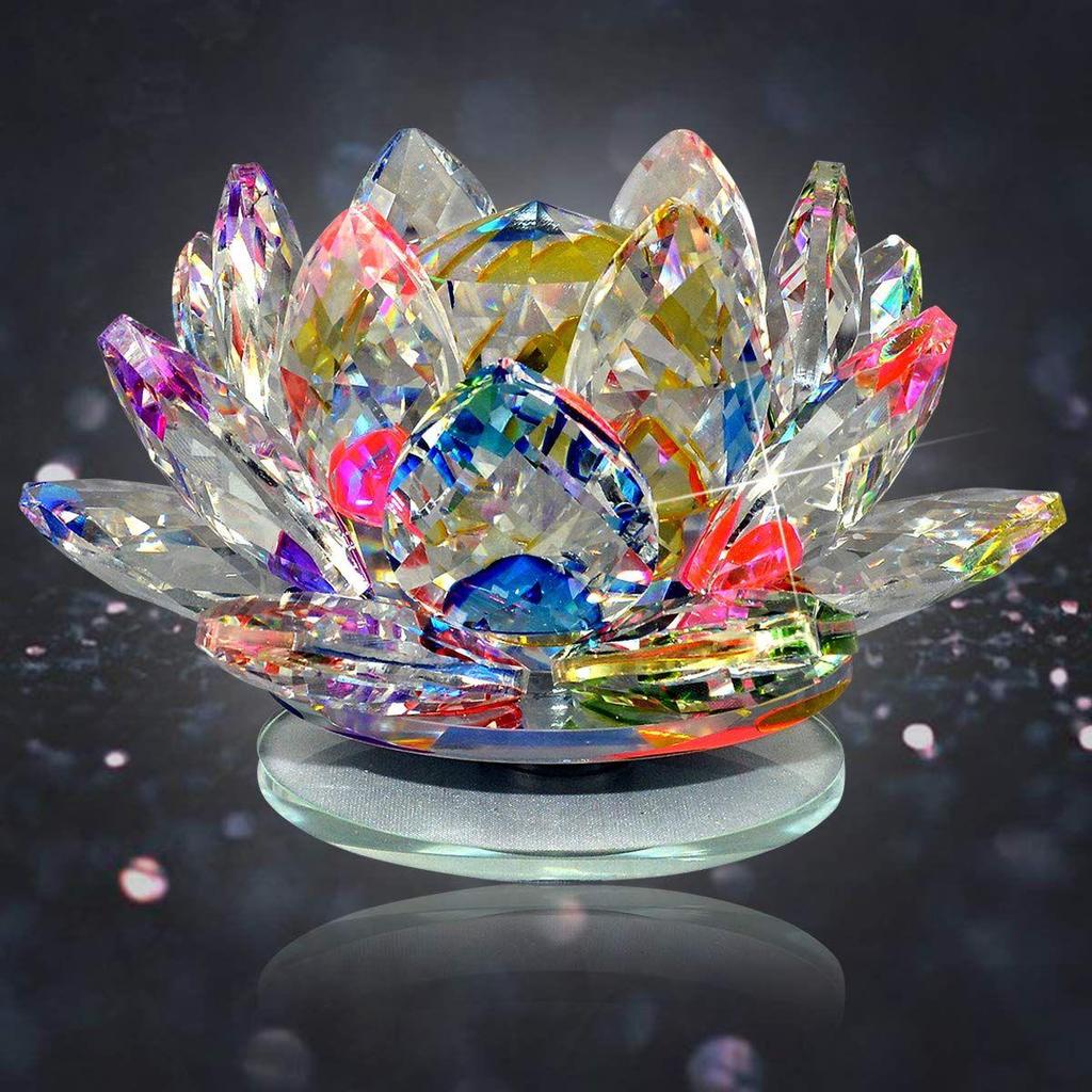 Reiki Crystal Products Vastu/Feng Shui Transparent Crystal Lotus for Positive Energy A Gift