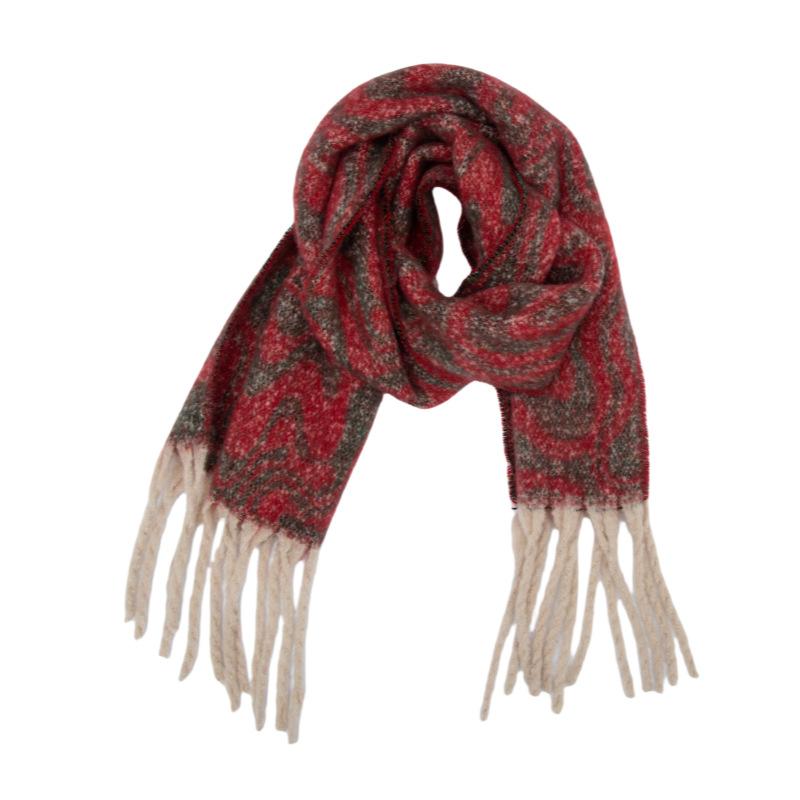 Women Winter Retro Knitted Long Scarf Headscarf Ladies Casual Striped Tassel Warm Scarve Mujer Foulard Thick Wrap Shawl  New