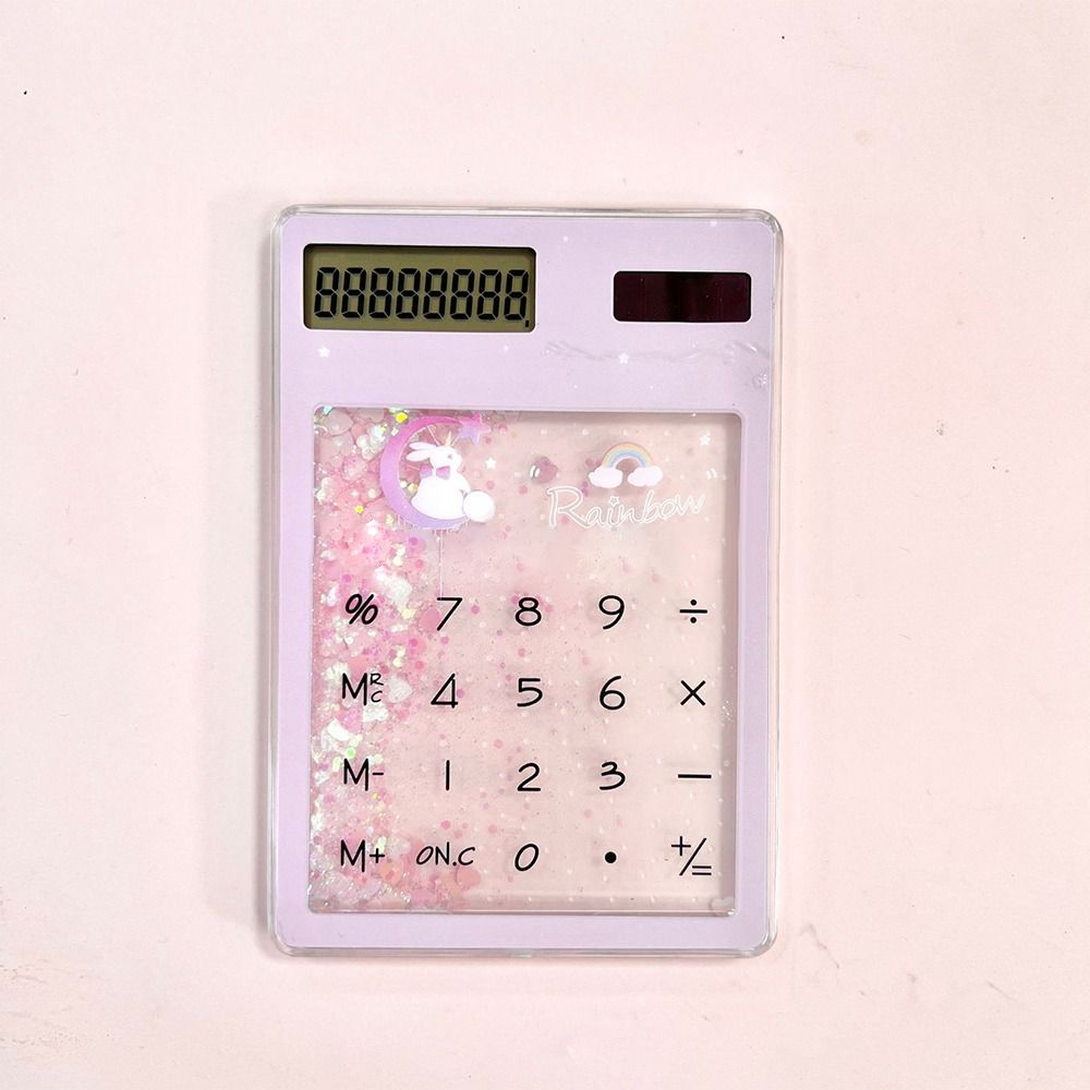 Transparent Student Stationery Quicksand School Supplies Portable Mini Solar Calculator  Student