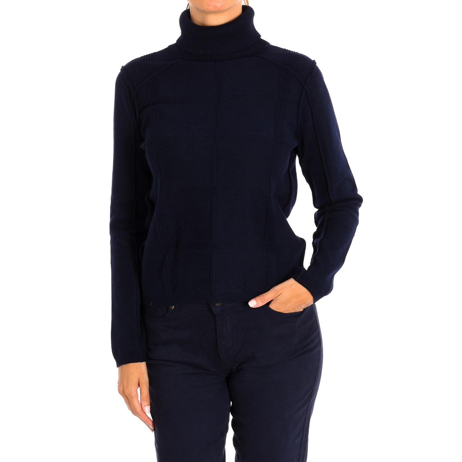 

Женский вязаный свитер с длинными рукавами и высоким воротником 9275