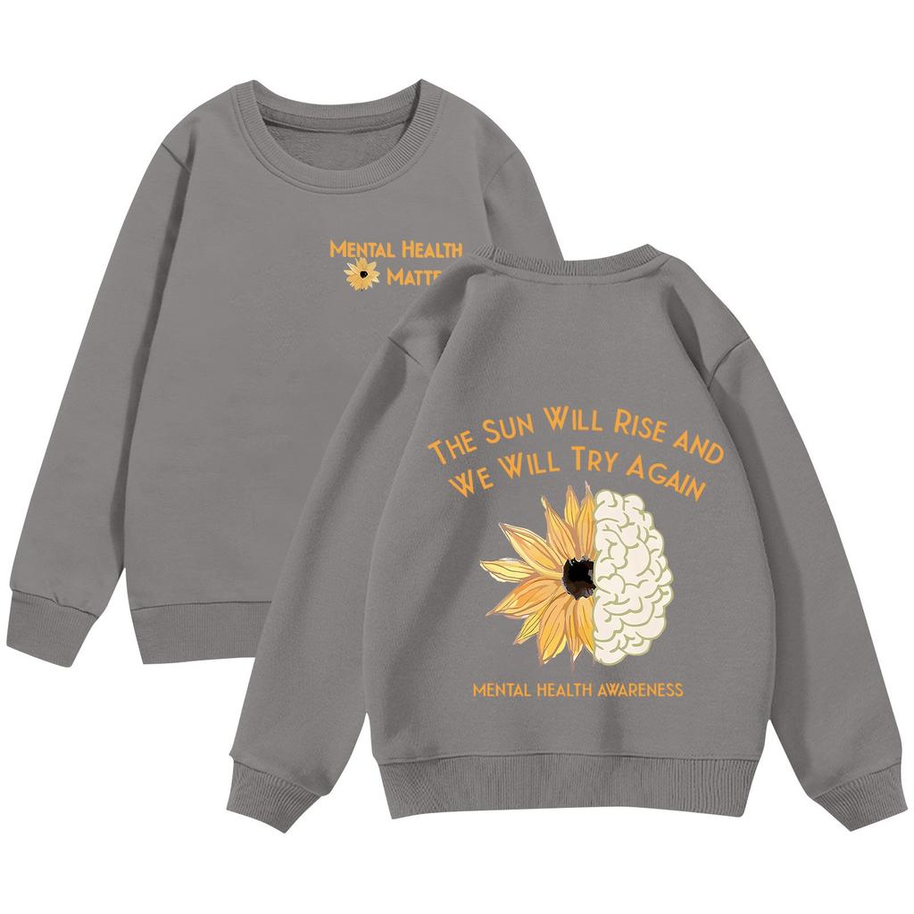 Children's Pullover Sweatshirt Long Sleeve Casual Round Neck Comfortable Loose Lightweight Pullover