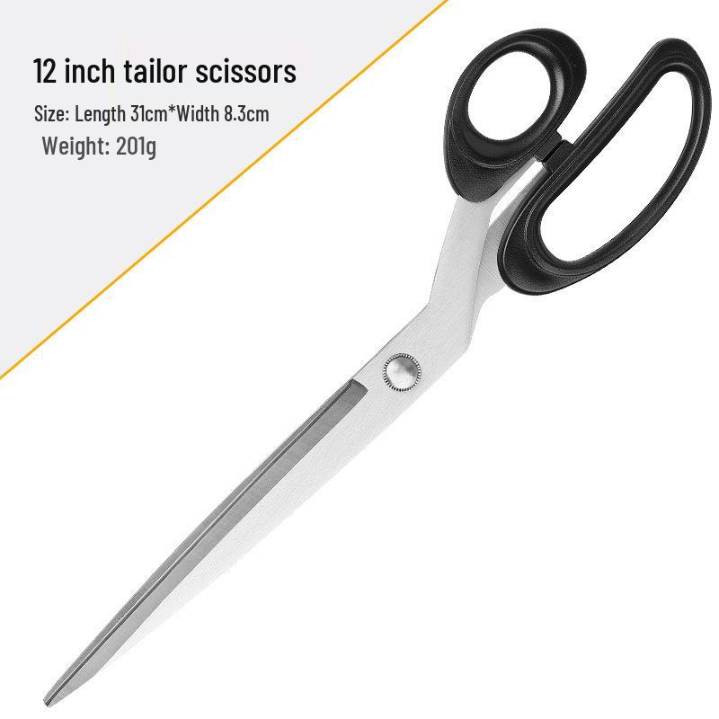 Large Stainless Steel Tailor Scissors with Plastic Handle for Cutting Fabric, Leather, Rope, and Line