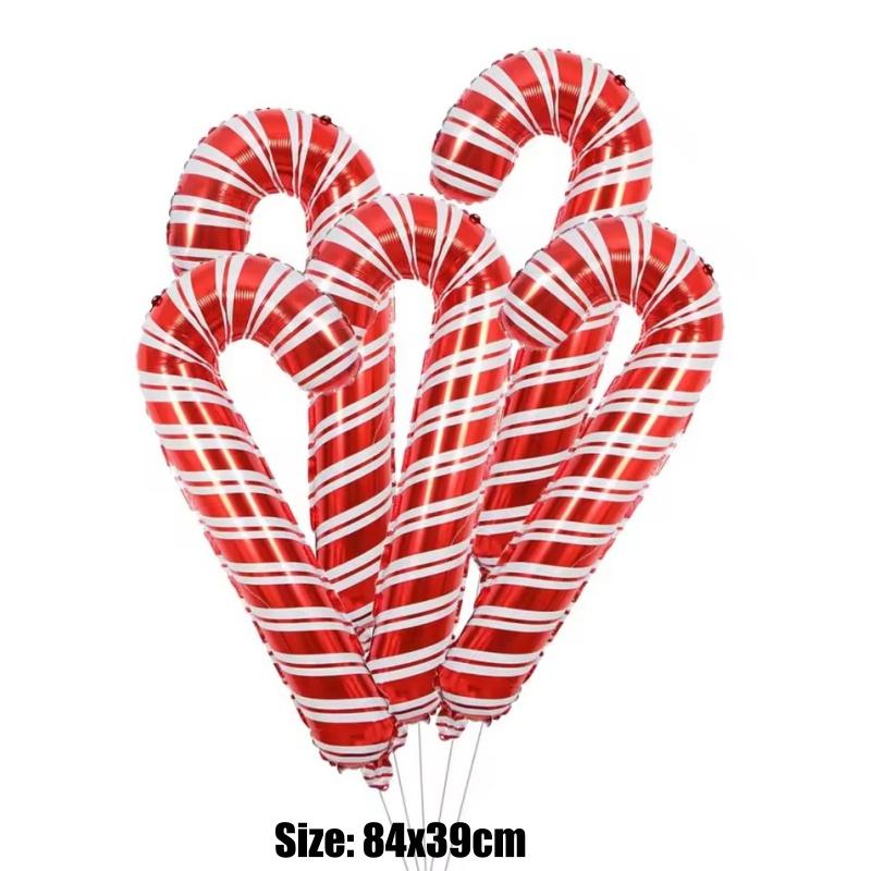 5pcs 84x39cm Christmas Candy Cane Foil Balloons Xmas Walking Stick Candy Balloon Christmas New Year Party Decoration