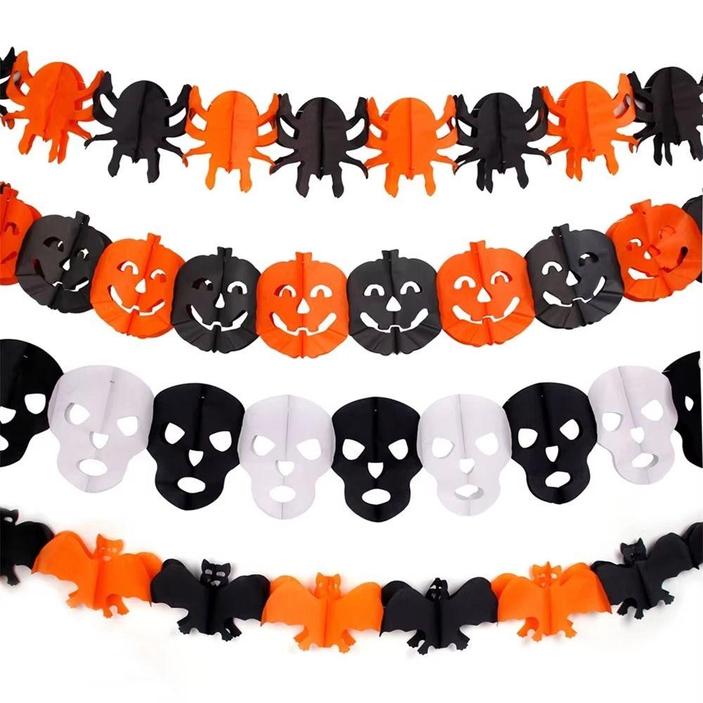 3 Meter Halloween Hanging Garland Honeycomb Paper Party Banner Spider Bat Decor Horror Props