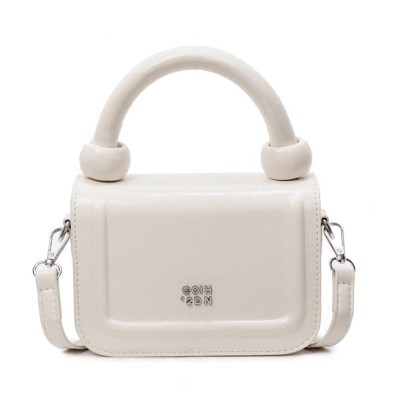 Popular Korean Simple Style Texture Portable Small Square Bag Women's Fashion Versatile Casual Cream Style Messenger Bag