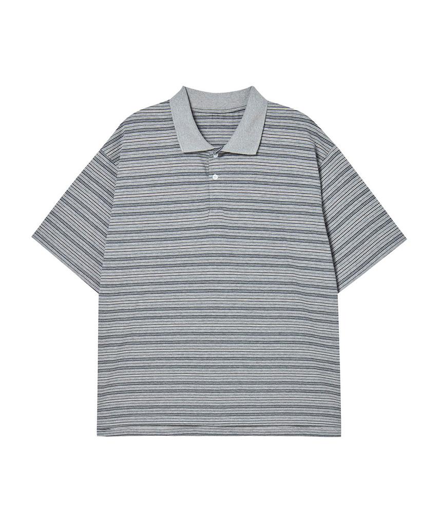 Sindeo Stripe Polo T-Shirt - Slate Gray