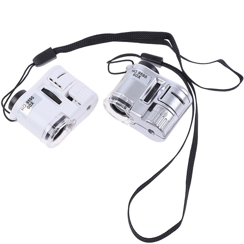 60X Mini Magnifier Microscope With Led Light Jewelry Jeweler Currency Dectector