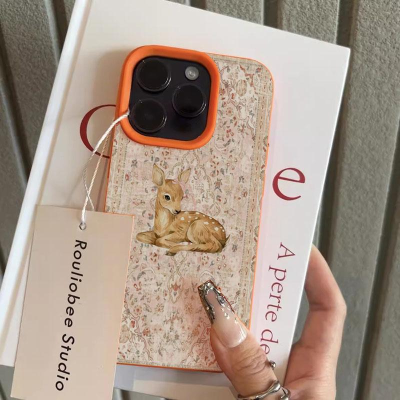 Vintage Deer Pattern Phone Case Phone Case For iPhone 17 Pro Cases iPhone 16 Pro Max 15 14 13 12 11 XS XR X 16E Air 16Plus Cover