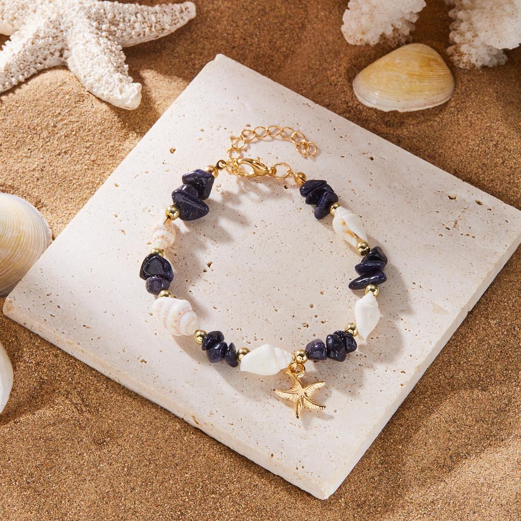 Bohemian Holiday Necklace Bracelet Set Female Ins Summer Dopamine Gravel Starfish Conch Necklace