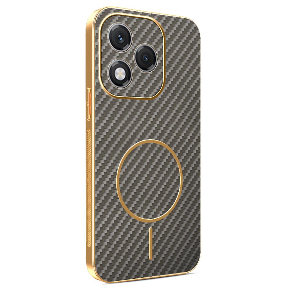 For Honor 400 Lite 5G Phone Case Carbon Fiber Textured Electroplated TPU Back Cover