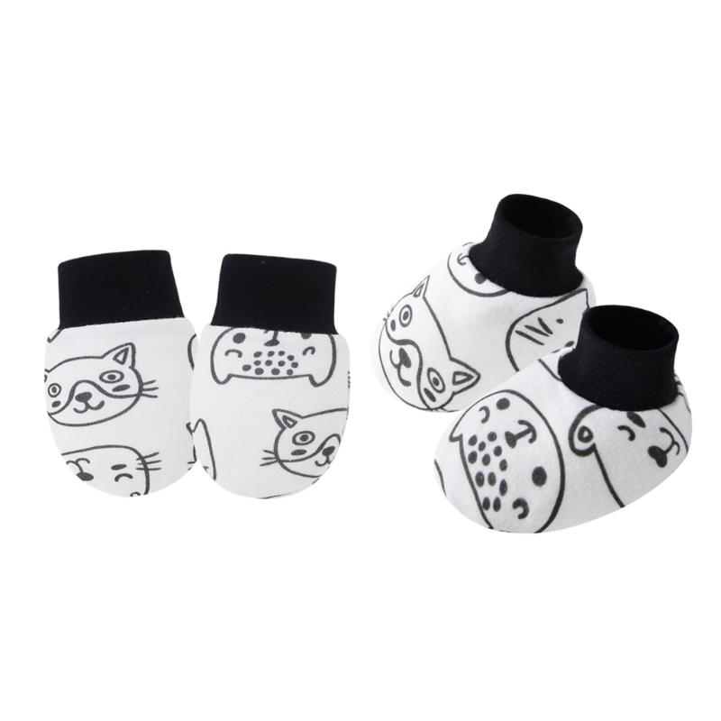 Set of 1 Infant Cotton Mittens Anti Scratch Hand Cover Soft Breathable Warm Gloves & Socks for 0-6M Boys Girls